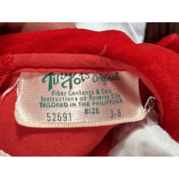 Vintage Tiny Tots Girl 3 - 6 Mo Red Floral Dress Apron 2 Piece Set - Picture 6 of 6